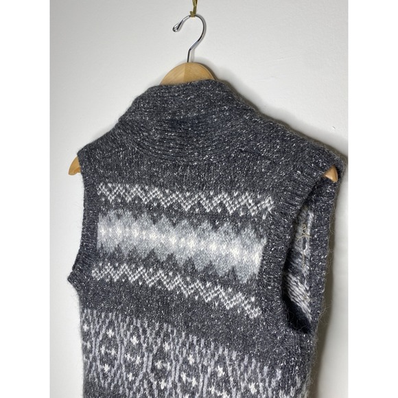 Kenji Women's Fair Isle Knit Long Vest Cardigan Shawl Collar Multi Gray Size L - Picture 11 of 12
